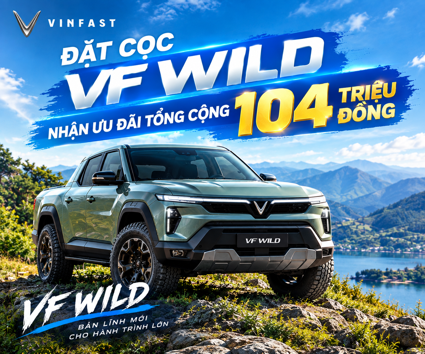 Đặt cọc VF WILD 15 triệu đồng, nhận ưu đãi tổng cộng 104 triệu đồng
